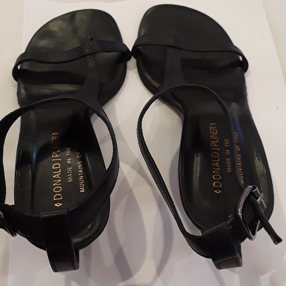 Donald JPliner  black leather sandals, size 7 - Picture 2 of 7